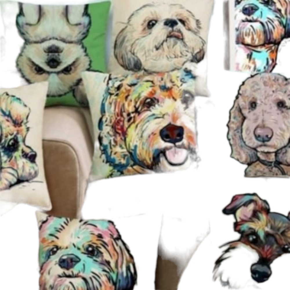  Fata de perna decorativa 45 x 45 cm, modele cu Caini - Engros