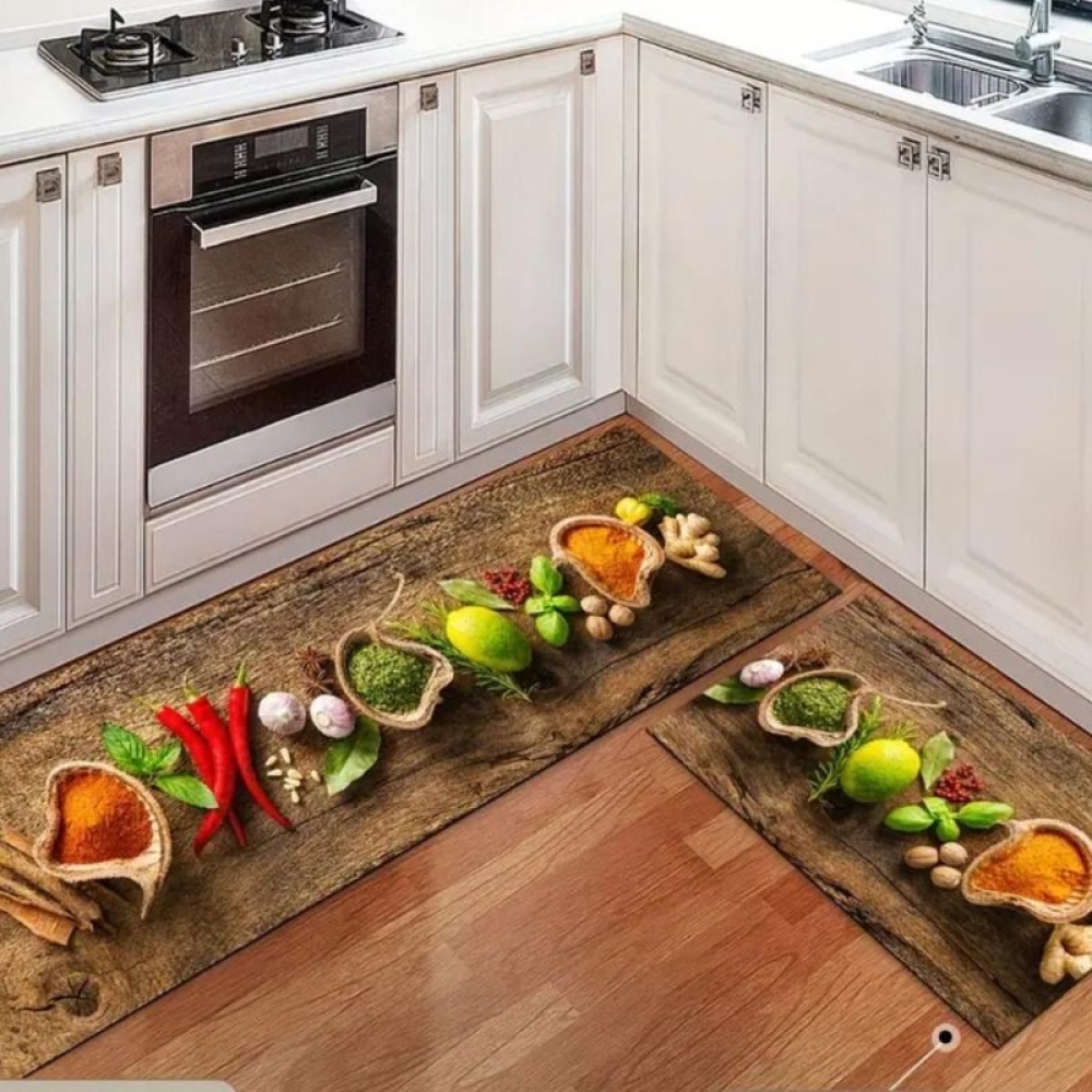  Set 2 Covoare de Bucatarie Antiderapant, 120 x 40 / 60 x 40 cm - Engros