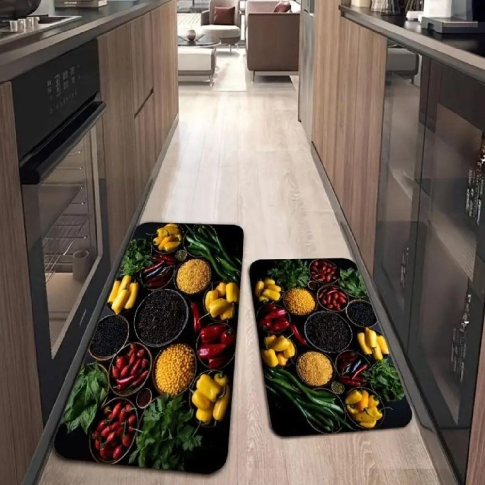  Set 2 Covoare de Bucatarie Antiderapant, 120 x 40 / 60 x 40 cm - Engros