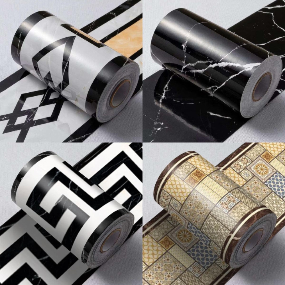  Plinta Autoadeziva Pentru Pardoseala Sau Perete Tip Marmura, Impermeabila, 10 X 500 cm , Engros