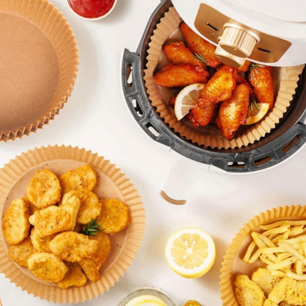  Set de 50 hartii de copt pentru friteuza Saizone bej, 16 x 4.5 cm - Engros