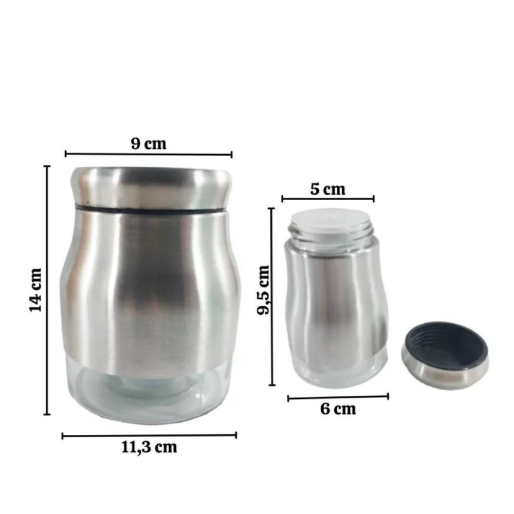  Set Suport și Condimente Premium - 5 Solnițe, 3 Borcane și Suport Elegant