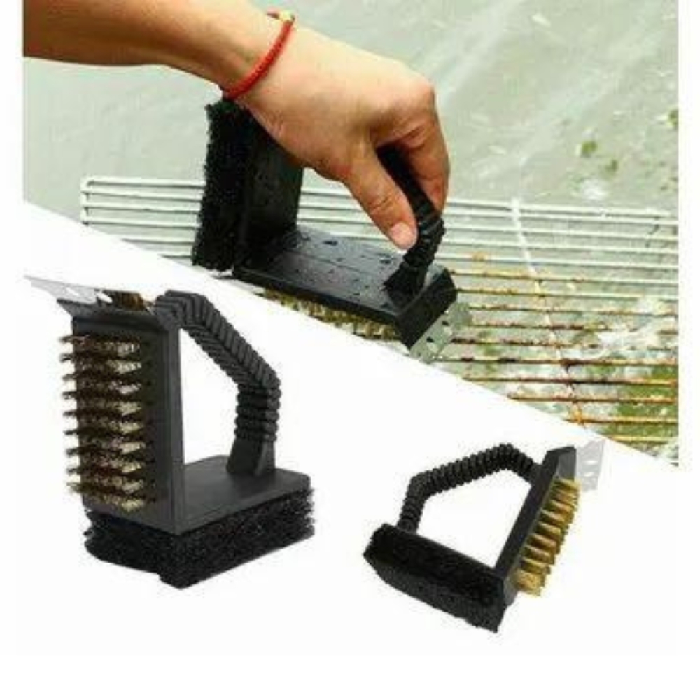  PERIE GRILL 3 ÎN-1 – Curățător perfect pentru grătar, cu peri durabili din oțel inoxidabil, racletă, Engros