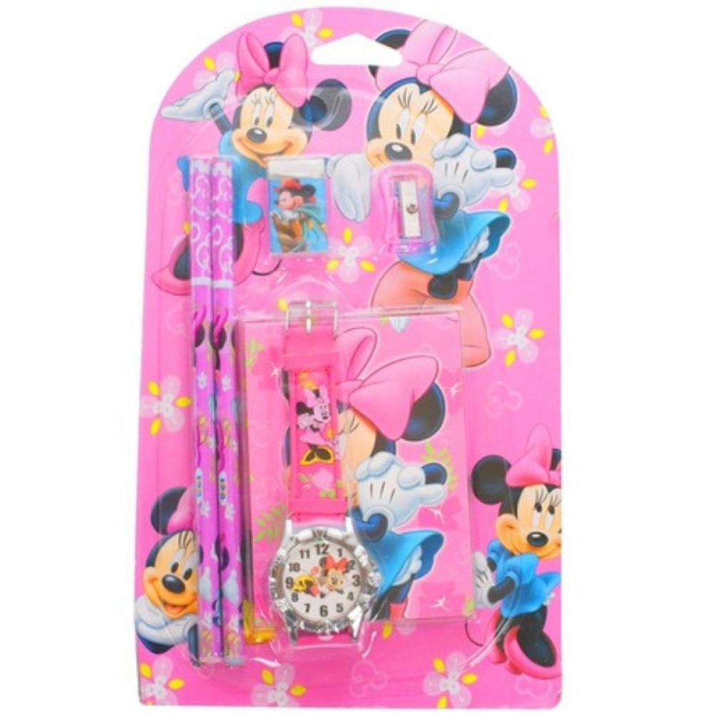  Set Ceas copii cu caiet si 2 creione si o ascutitoare si guma , diverse modele Engros