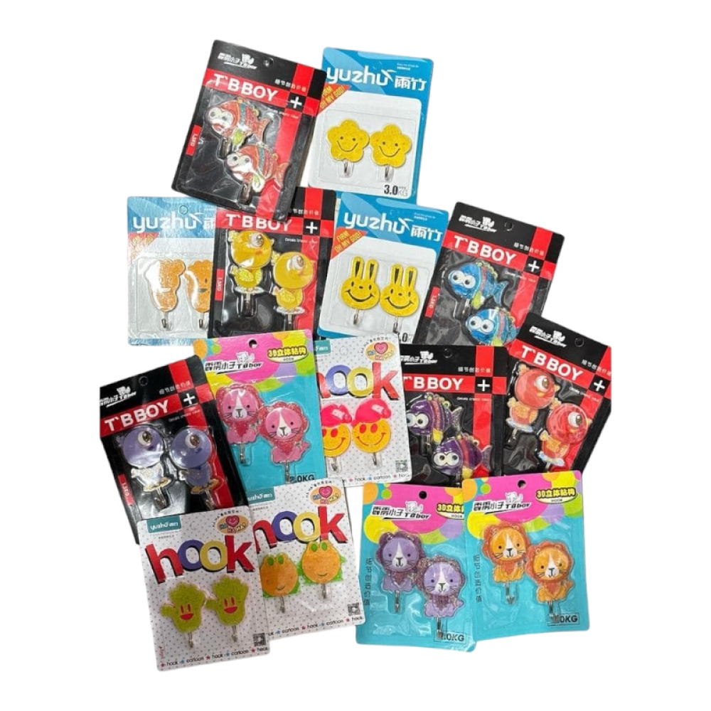  Cârlige de perete autoadezive cu desene animate cu zâmbet, 2 pe set  Engros