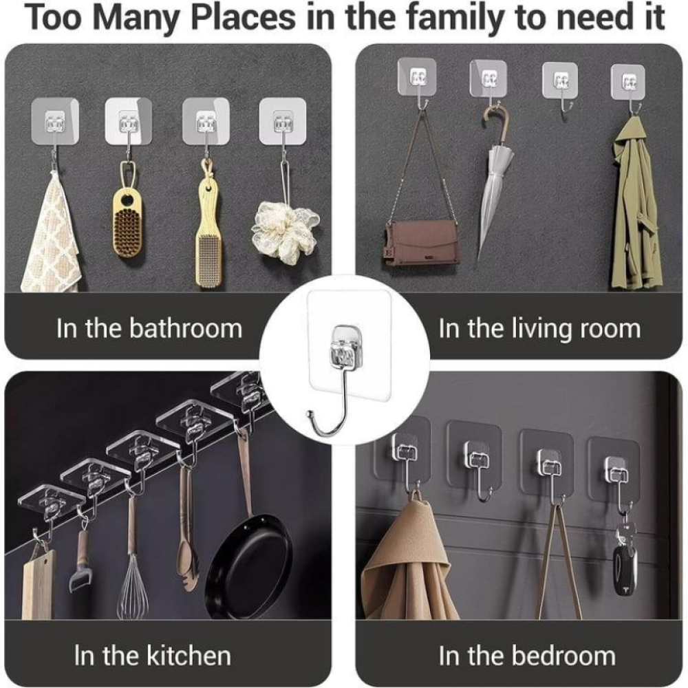  Cârlige adezive, cârlige lipicioase rezistente la 44 lb (max.), cârlige de perete, Engros