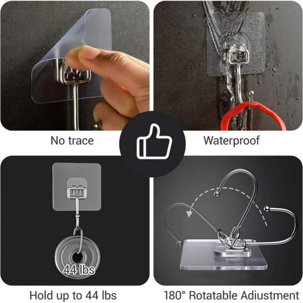  Cârlige adezive, cârlige lipicioase rezistente la 44 lb (max.), cârlige de perete, Engros