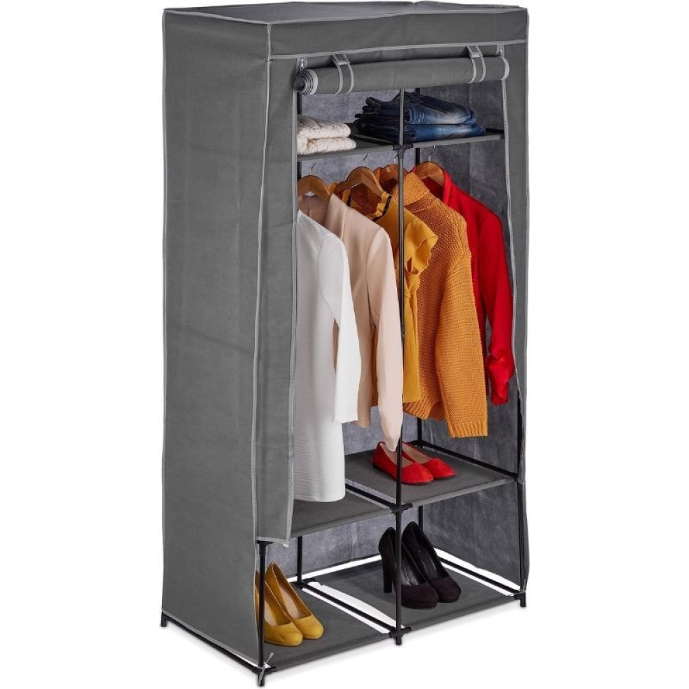  Dulap Textil Casa/ Camping,  gri, 172 x 90 x 45 cm