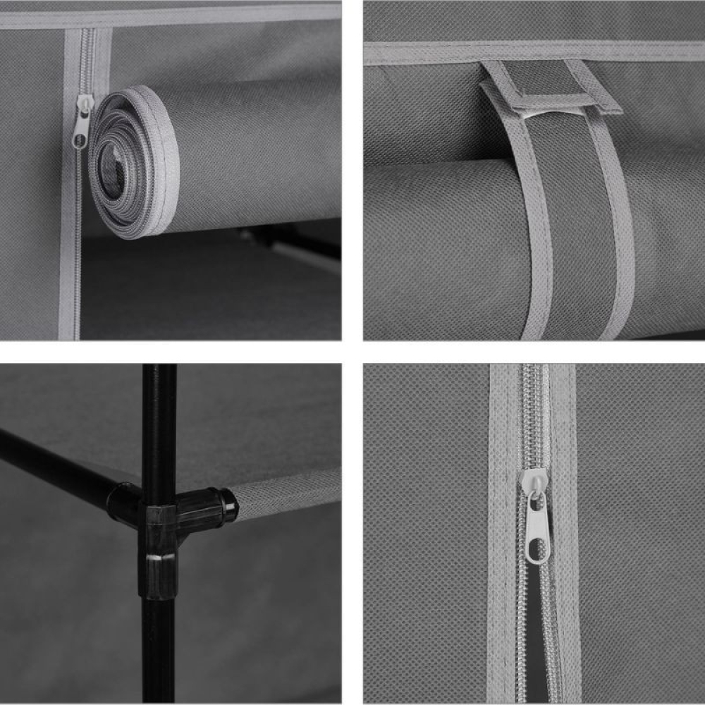  Dulap Textil Casa/ Camping,  gri, 172 x 90 x 45 cm