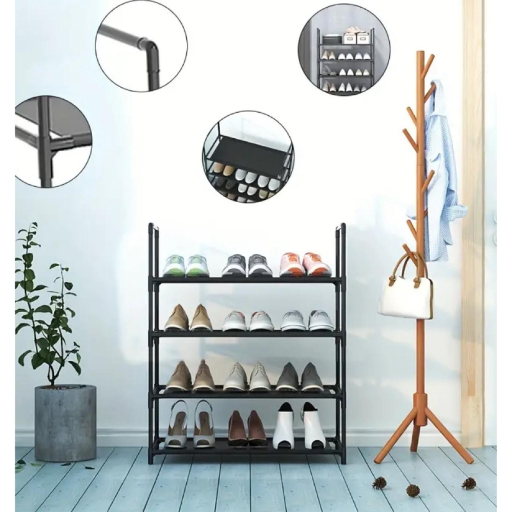  Pantofar cu 4 Etajere, Plastic și Metal, 92 x 84 x 30 cm, Engros