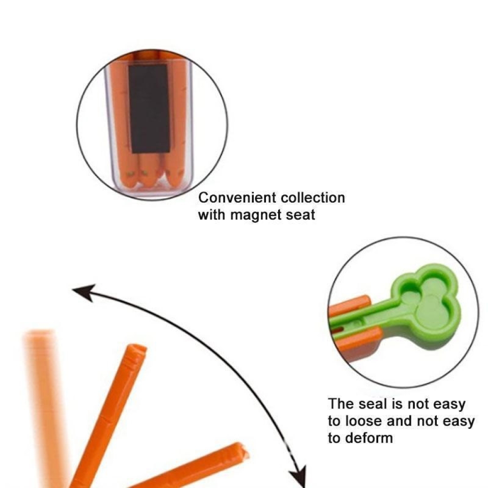  Set 5 cleme etansare pungi Model morcov, Portocaliu/Verde Engros