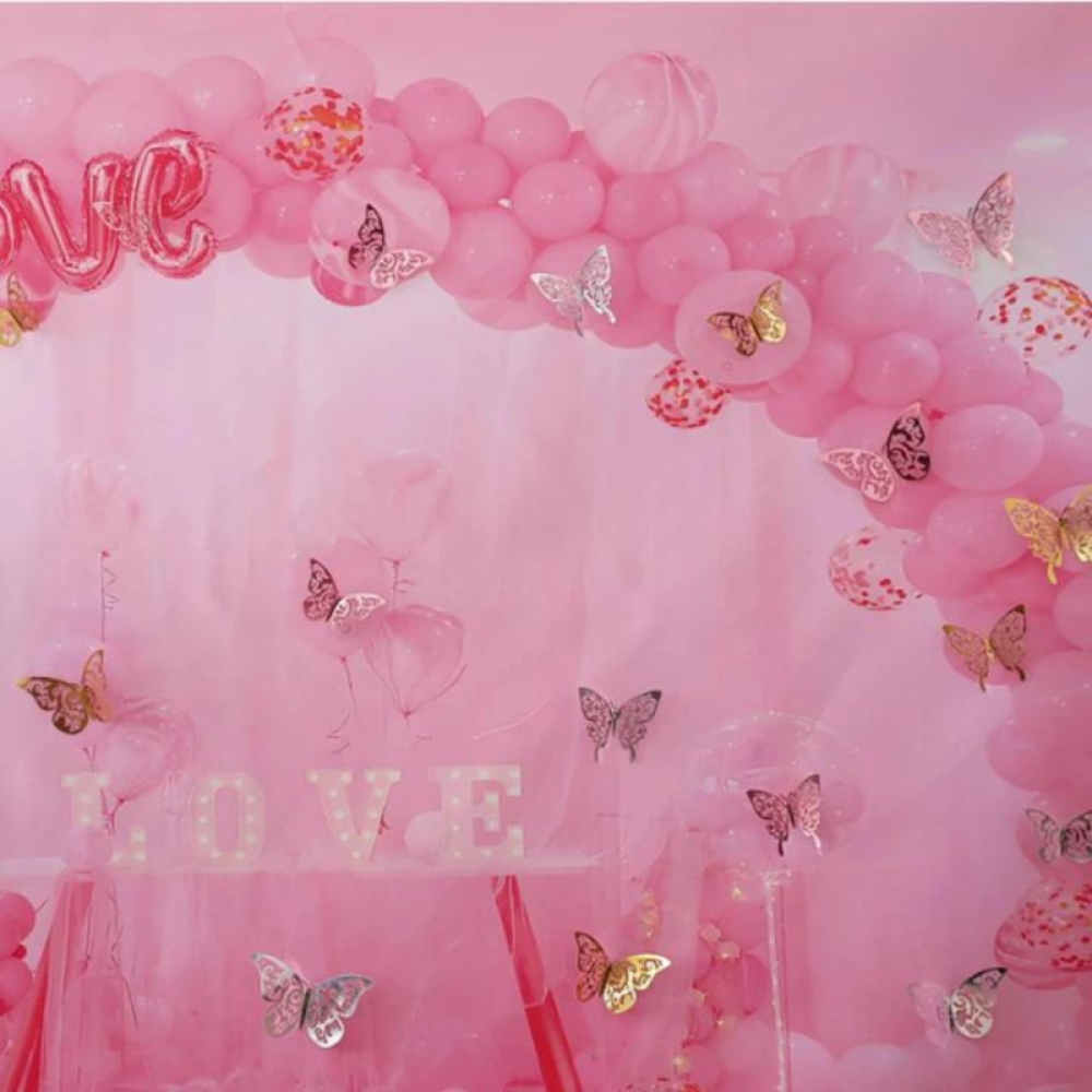  Set Sticker Perete , Fluturi Metalici 3D , Auriu, 12 buc, 11 - 9.5 cm, Auriu, Engros