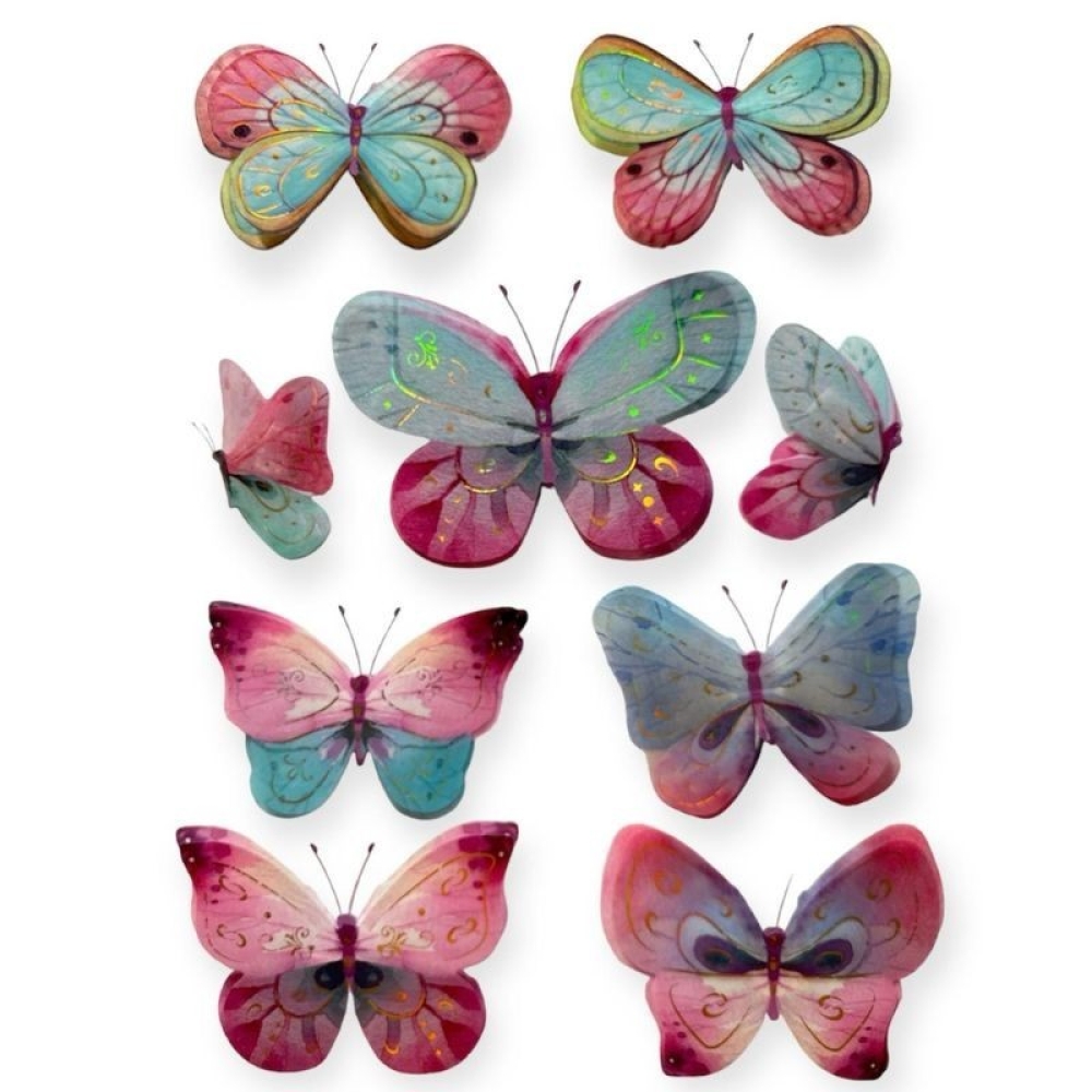  Stickere pentru perete Fluturi multicolor, 50 x 35 cm, Engros
