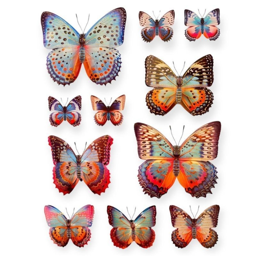  Stickere pentru perete Fluturi multicolor, 50 x 35 cm, Engros