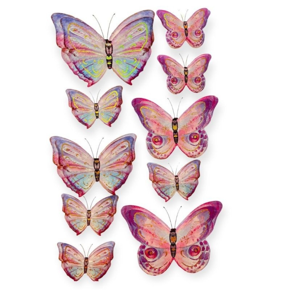  Stickere pentru perete Fluturi multicolor, 50 x 35 cm, Engros