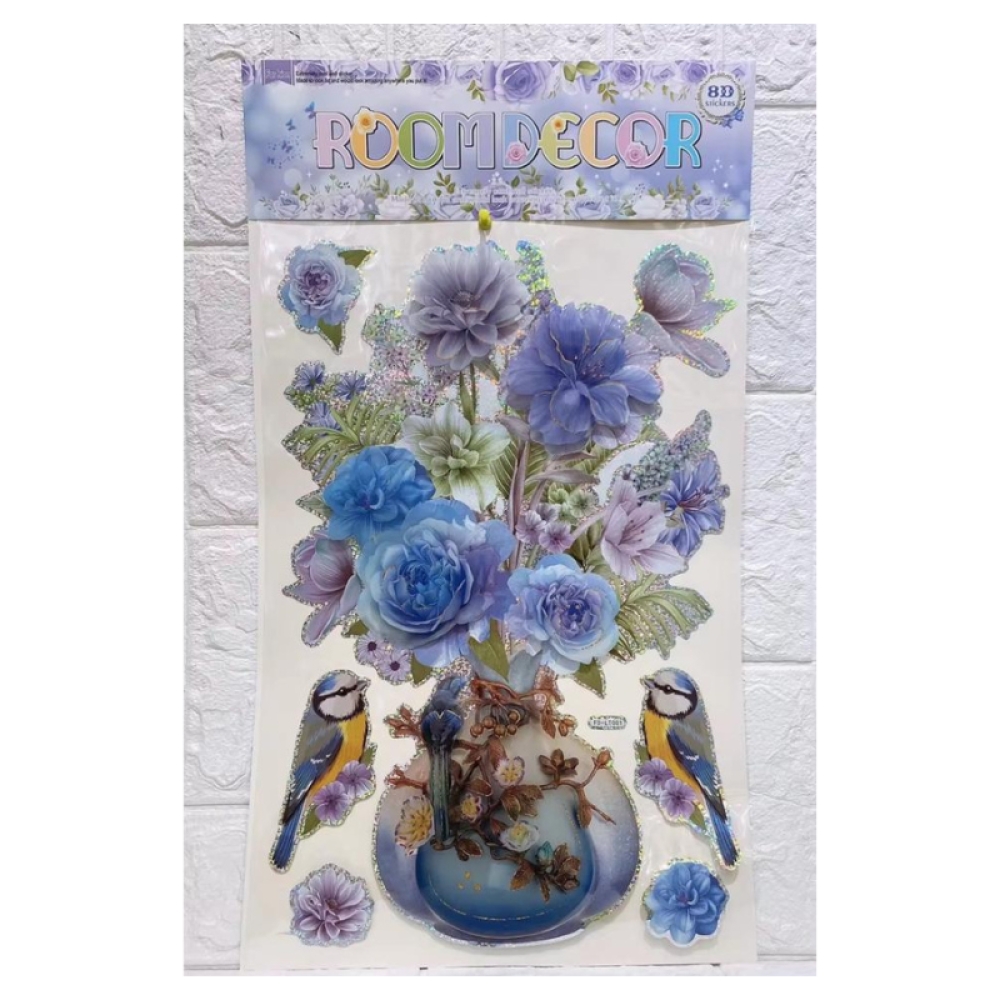  Sticker 3D Vaza cu flori, 50 x 35 cm, Engros