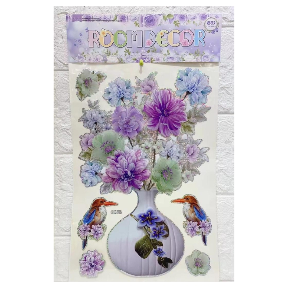  Sticker 3D Vaza cu flori, 50 x 35 cm, Engros