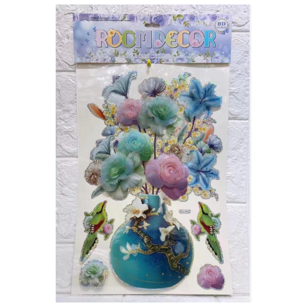  Sticker 3D Vaza cu flori, 50 x 35 cm, Engros