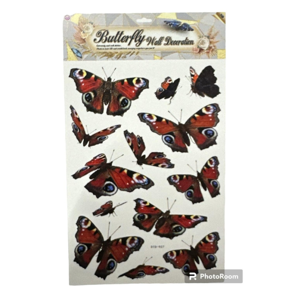  Stickere Decorative de perete cu Fluturi 3D , 50 x 35 cm, Engros