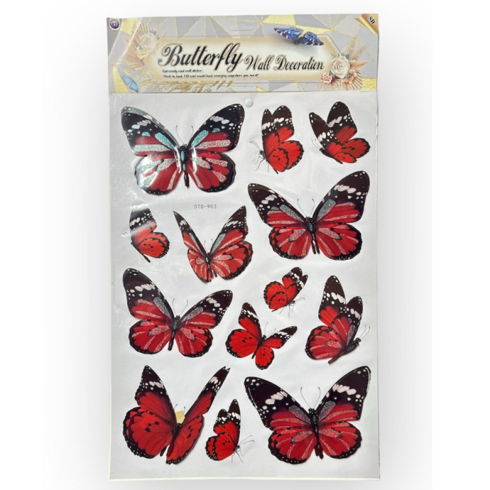  Stickere Decorative de perete cu Fluturi 3D , 50 x 35 cm, Engros