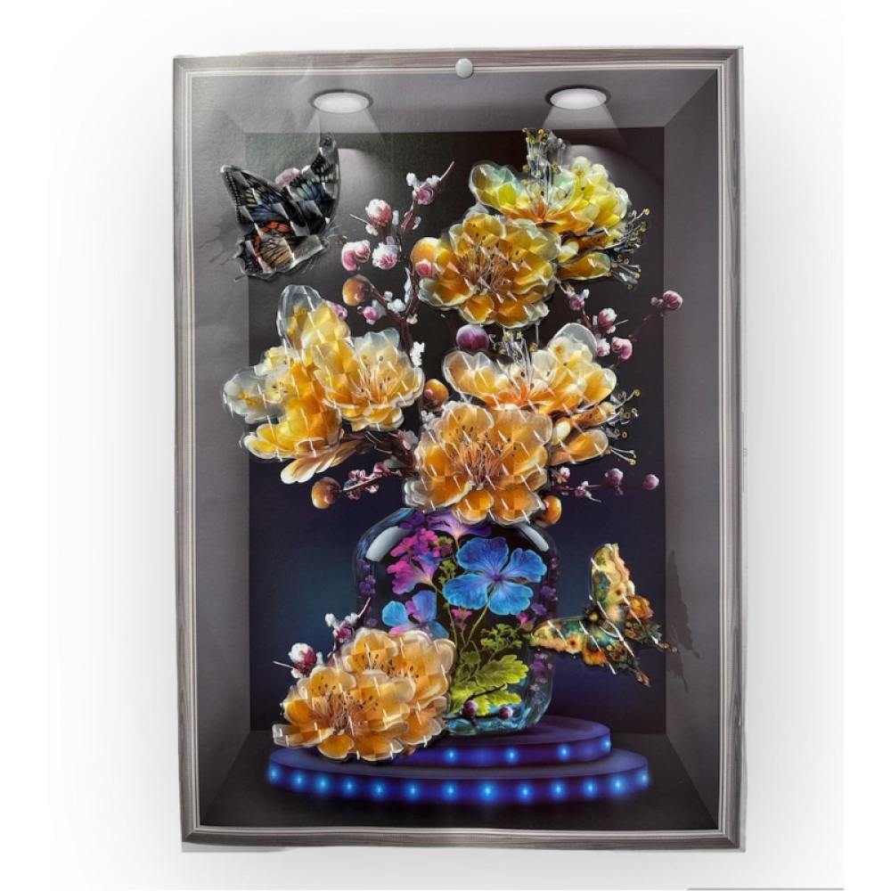 Sticker 3D Vaza cu flori, 50 x 35 cm, Engros
