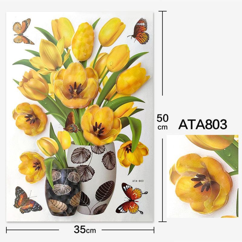  Sticker 3D Vaza cu flori, 50 x 35 cm, Engros