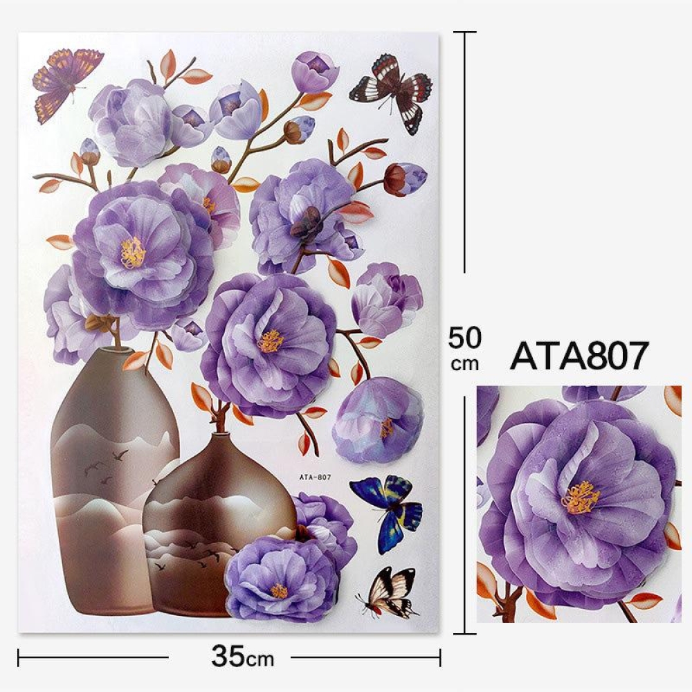 Sticker 3D Vaza cu flori, 50 x 35 cm, Engros
