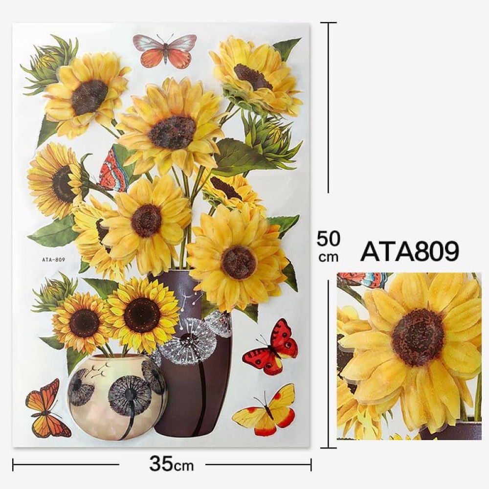  Sticker 3D Vaza cu flori, 50 x 35 cm, Engros