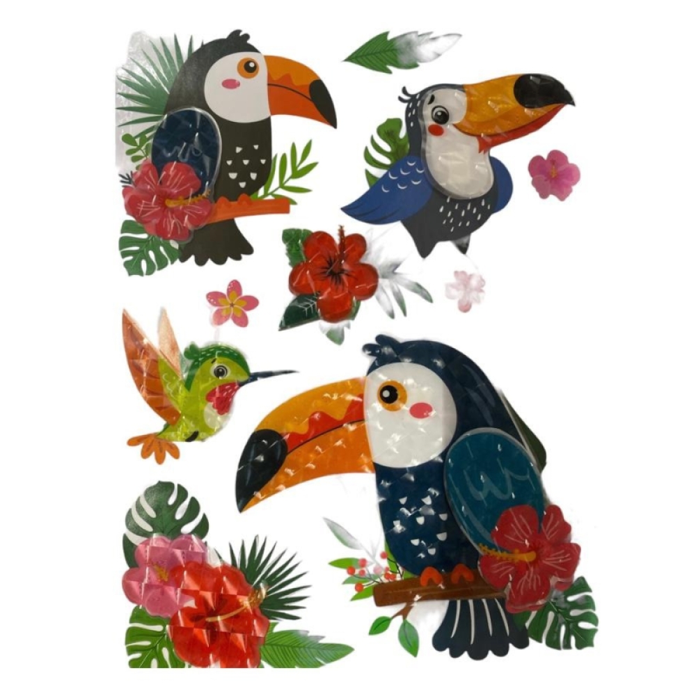  Stickere Decorative de perete Cu Papagali 3D, 40 x 30 cm, Diverse modele - Engros