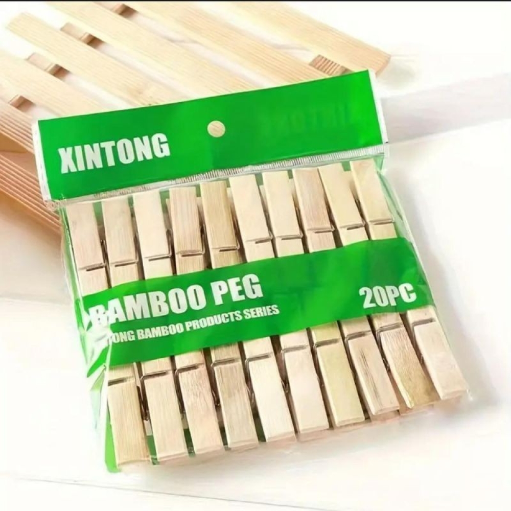  Set 20 Carlige Rufe, Lemn/ Bambus, 6 x 1 cm - Engros