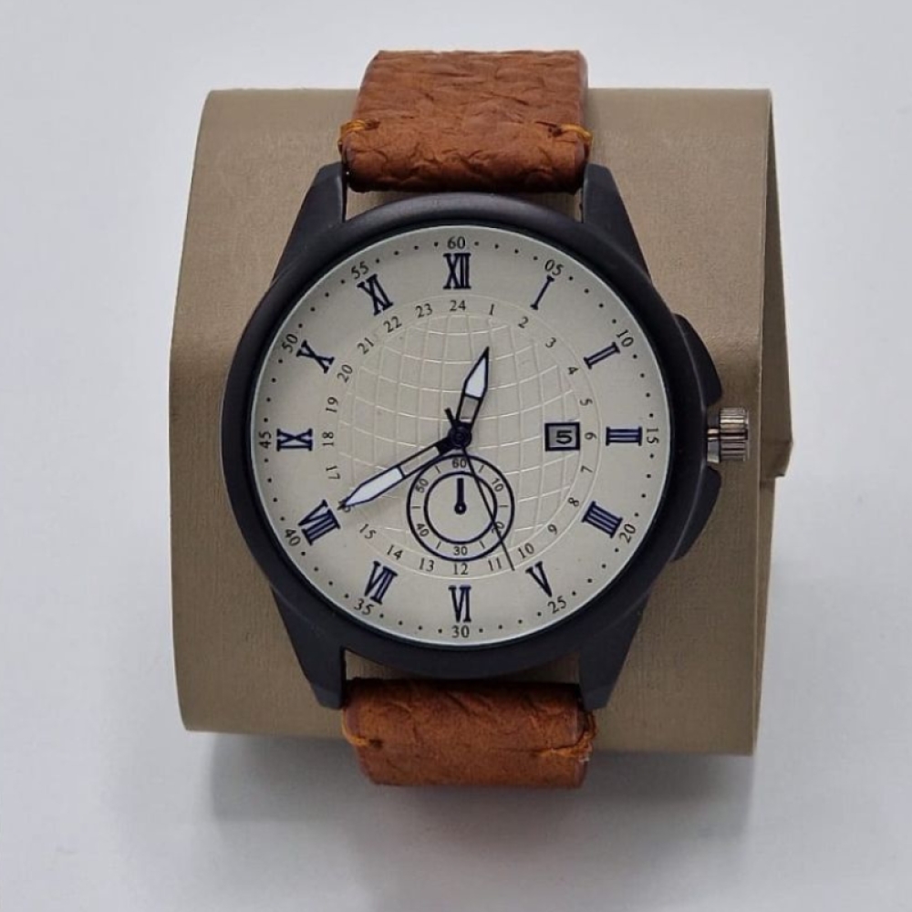  Ceasuri pentru Bărbați cu Data cu Curea din piele - 4 Modele Diferite, Engros