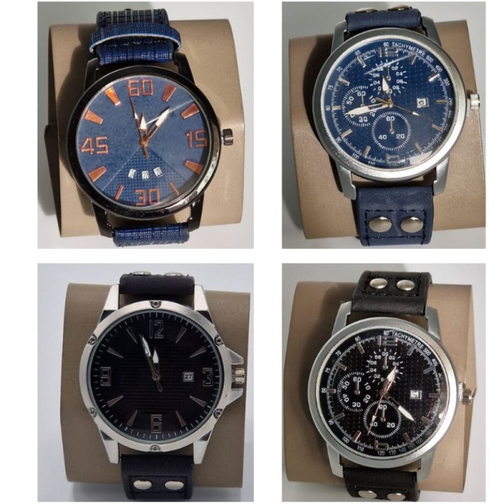  Ceasuri pentru Bărbați cu Data cu Curea din piele - 4 Modele Diferite, Engros