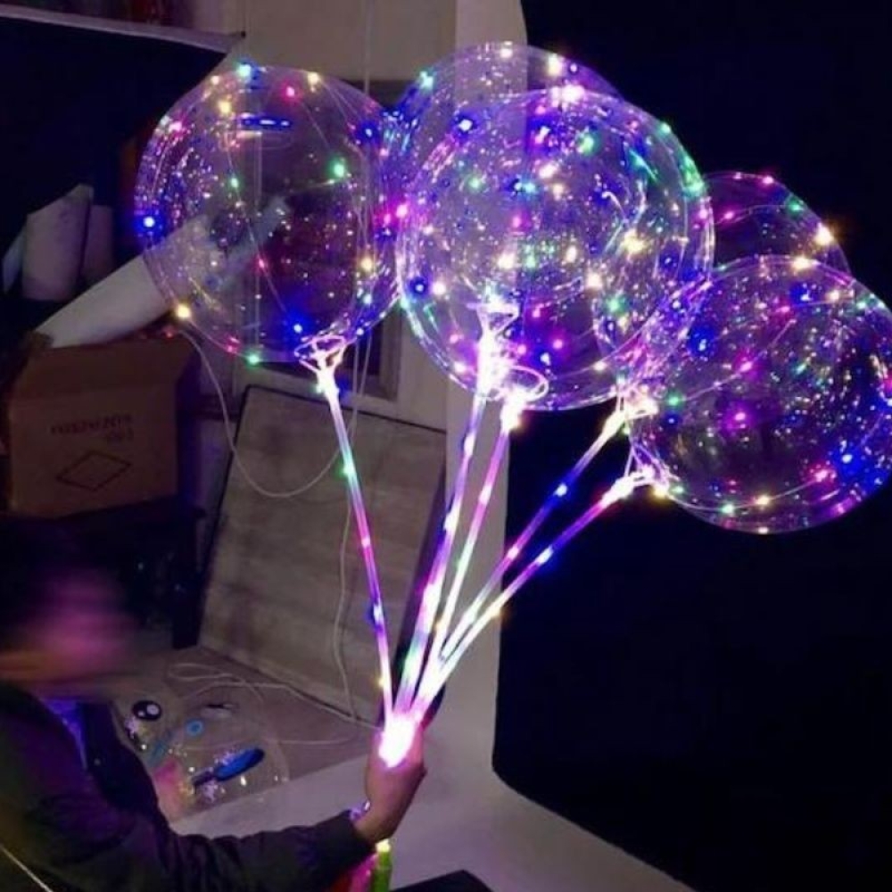  Balon luminos + Bat + Rozeta 50 LED-uri Multicolori - Engros