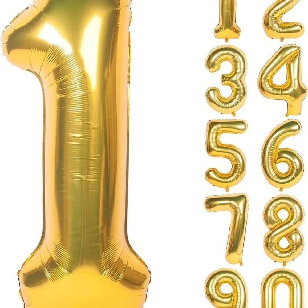  Set Baloane Cifre, de la 0 la 9, 68 x 53 cm, Auriu - Engros