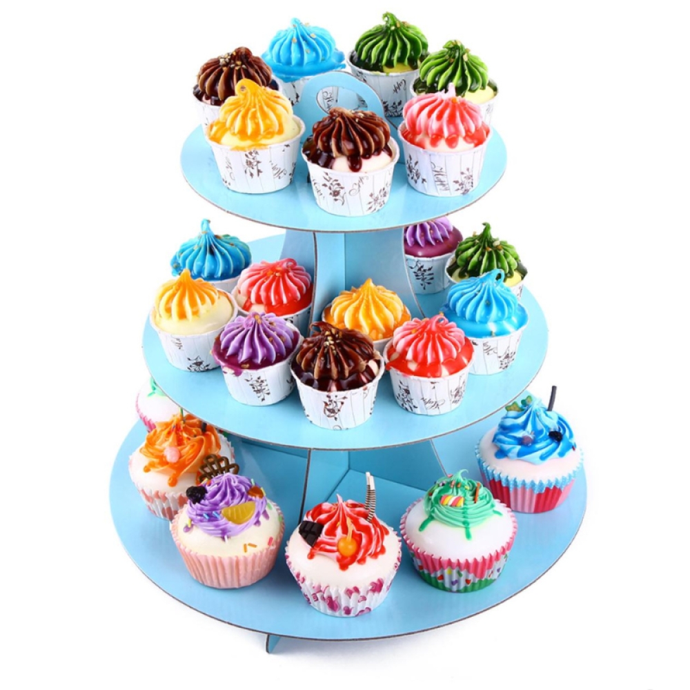  Suport pentru cupcake pentru prăjituri, 3 niveluri, Rotund, din Carton - Engros