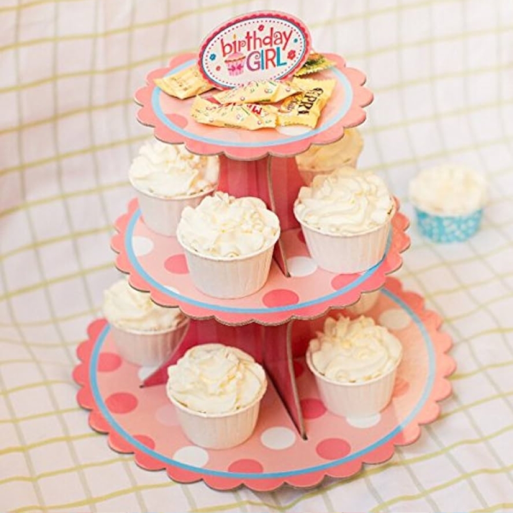  Suport pentru cupcake pentru prăjituri, 3 niveluri, Rotund, din Carton - Engros