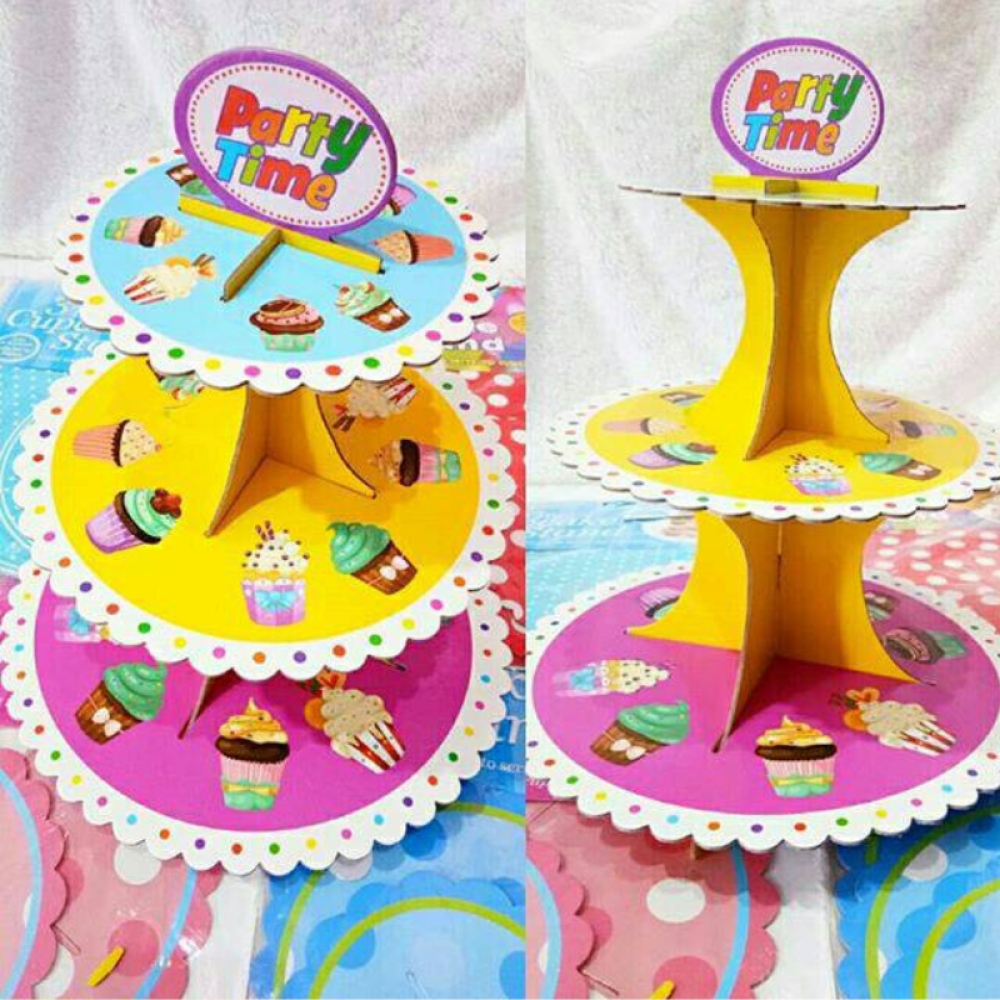  Suport pentru cupcake pentru prăjituri, 3 niveluri, Rotund, din Carton - Engros