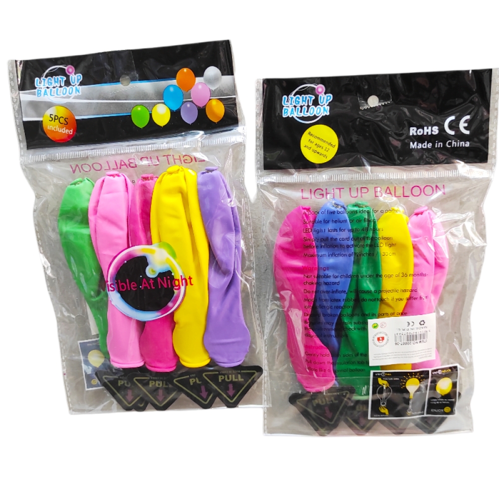  Set de 5 baloane luminoase cu lumină LED colorată - Engros