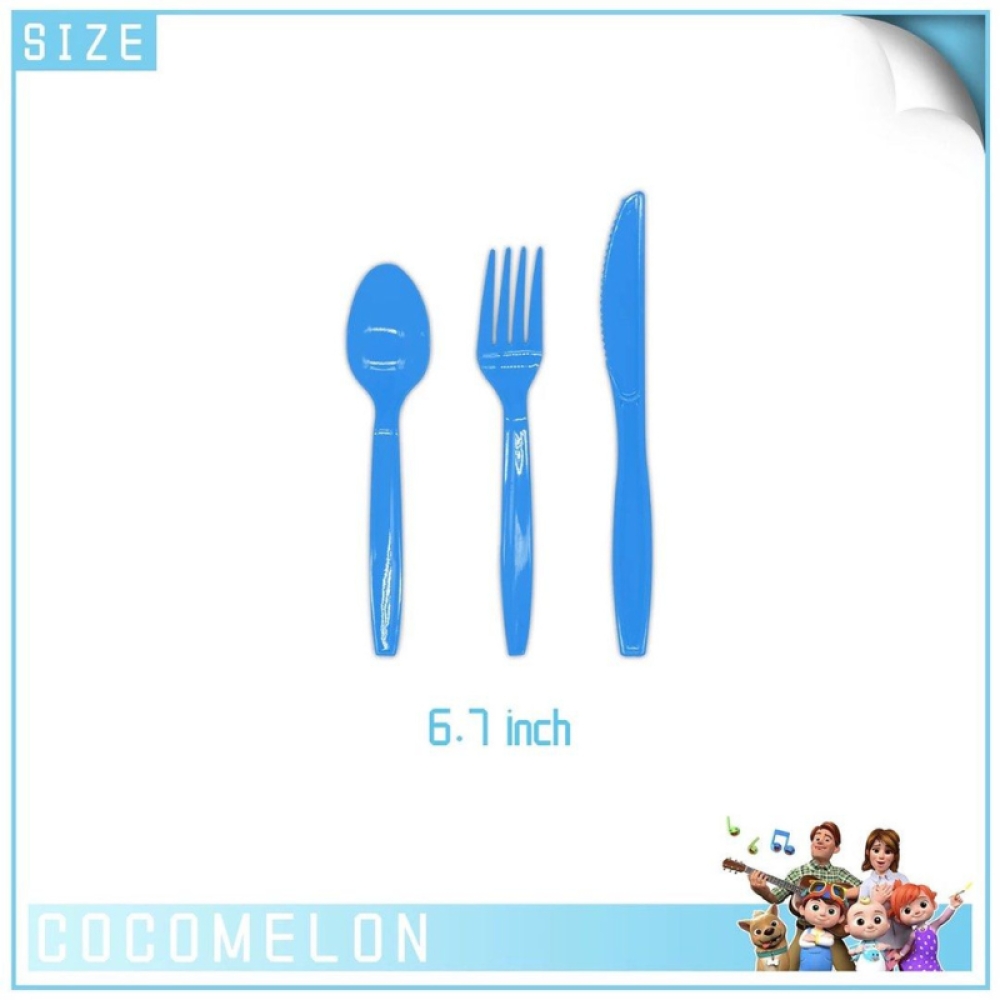  Set Aniversar Cocomelon - 144 Piese, Farfurii, Pahare, Tacâmuri și Decoratiuni