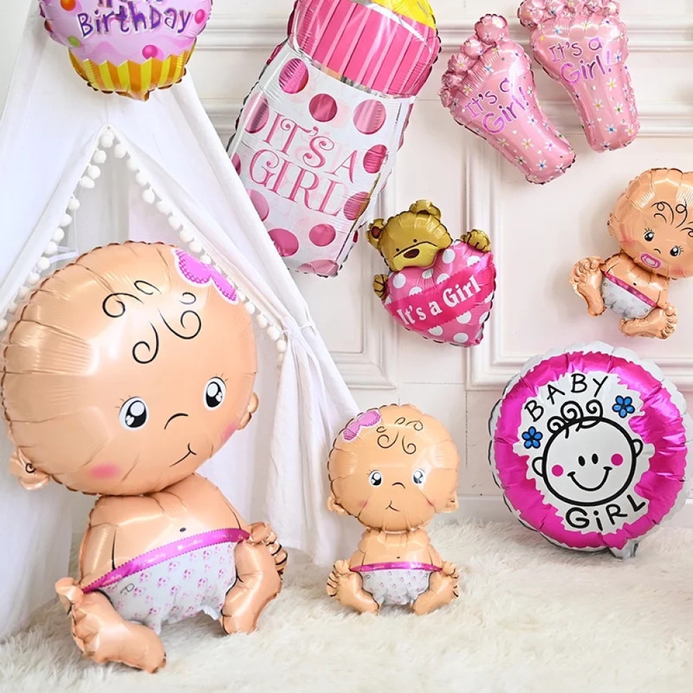  Balon folie bebe fetita pentru botez, Baby Shower Girl, 45 x 28 cm, It's Party Time