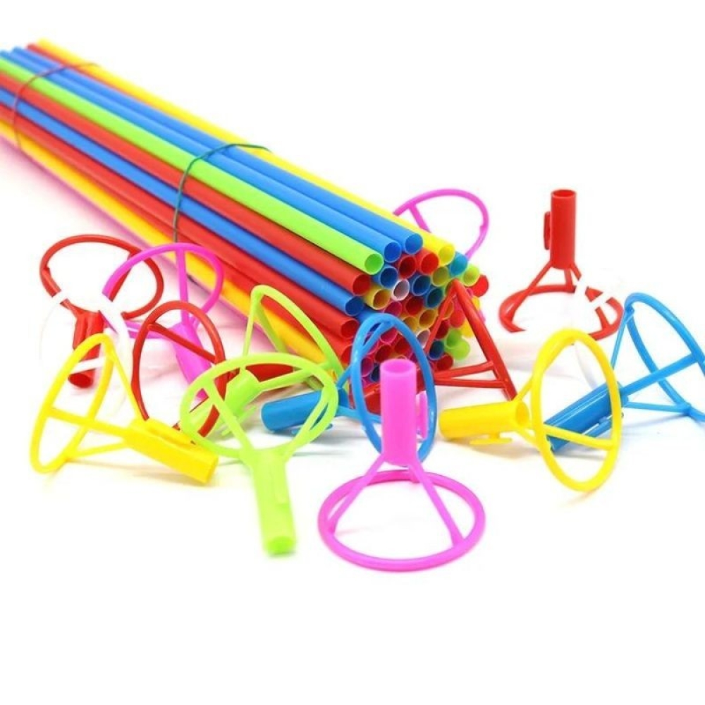  Set 50 Bete tip suport cu rozete colorate, pentru Baloane Folie/ Latex, Tije 40 cm - Engros