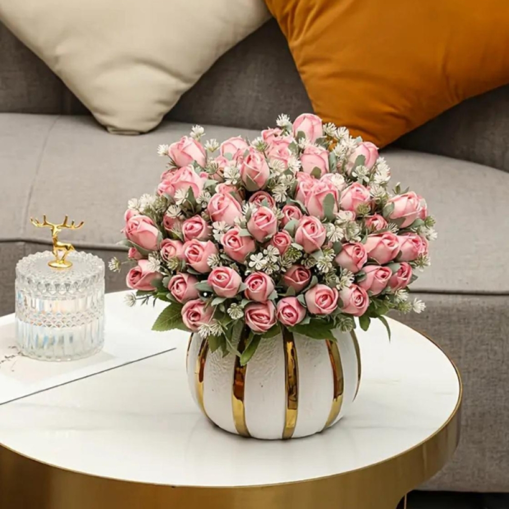  Buchet Trandafiri din Flori Artificiale, 7 capete, 35 cm - Engros