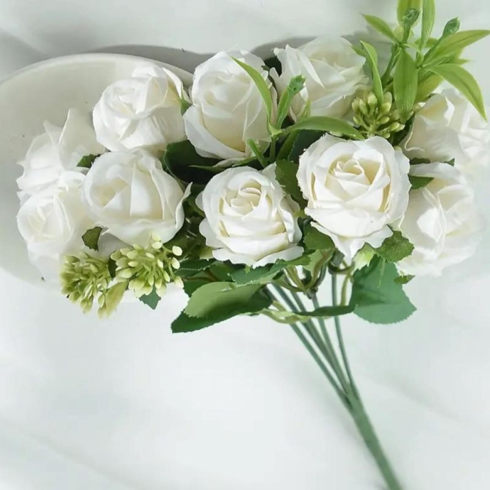  Buchet Floral Artificial 7 Fire, 37 cm, 9 Flori - Engros