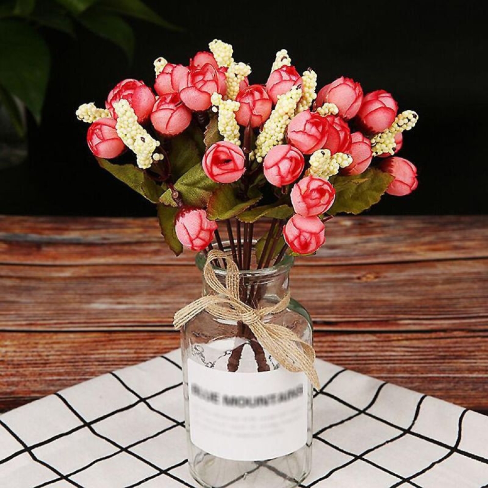  Buchet Trandafir Artificiale 5 Fire, 33 cm, 10 Flori - Engros