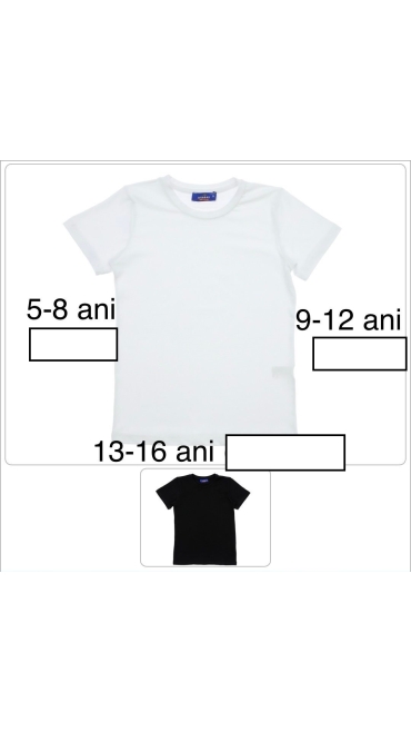 tricou copii alb, negru 5-8 ani 4/set