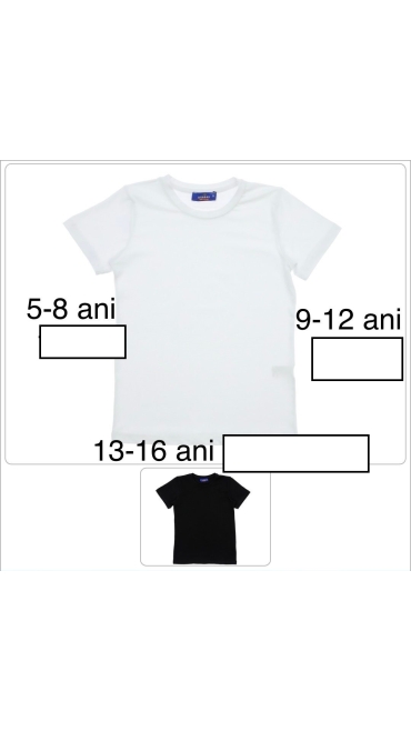 tricou copii alb, negru 9-12 ani 4/set