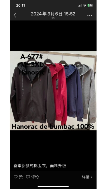 hanorac barbati m-3xl 5/set