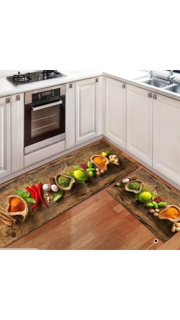 Set 2 Covoare de Bucatarie Antiderapant, 120 x 40 / 60 x 40 cm - Engros