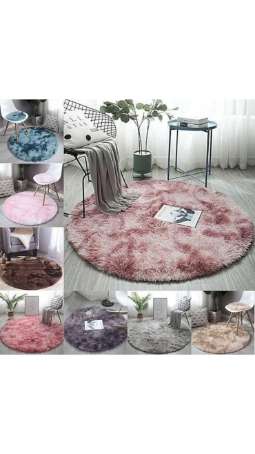 Covor Rotund din blana sintetica, 80 cm, Diverse culori - Engros