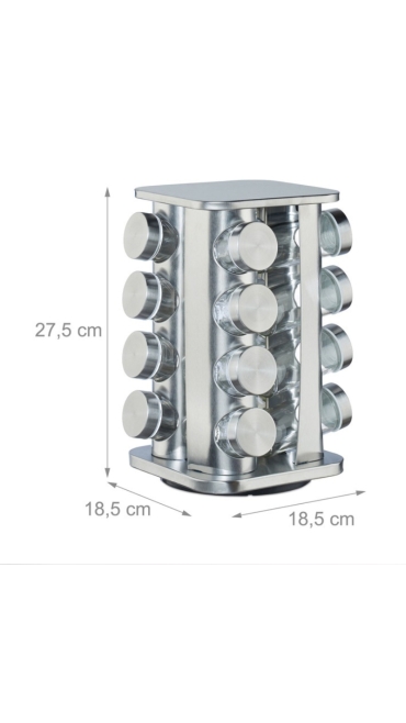 Set 16 recipiente condimente cu suport rotativ,inox, Engros